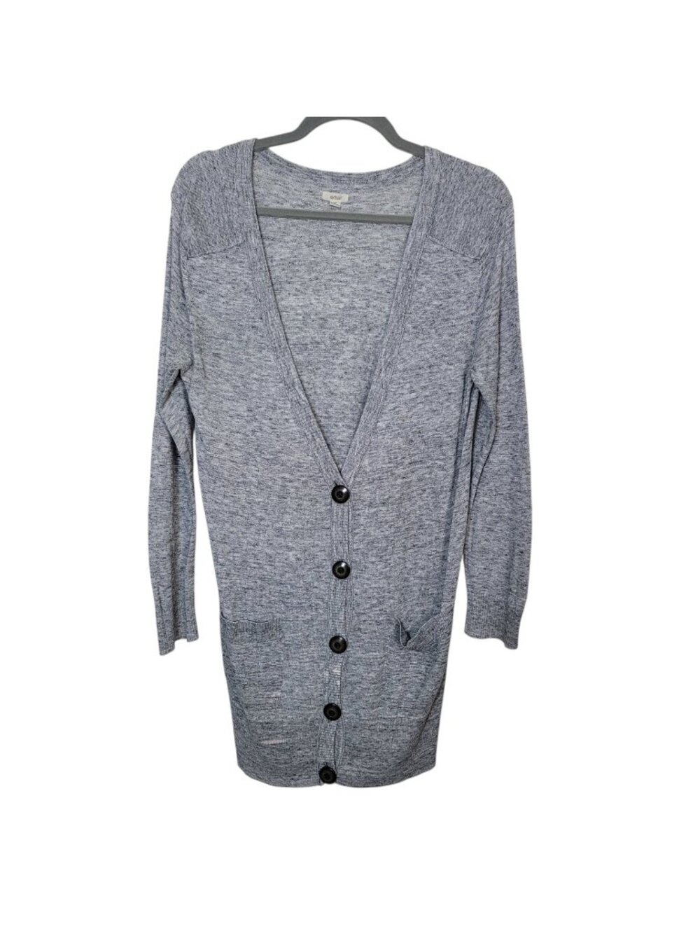 Aerie Long Line Gray Cardigan Sweater Sz Large Casual Layering Preppy Everyday